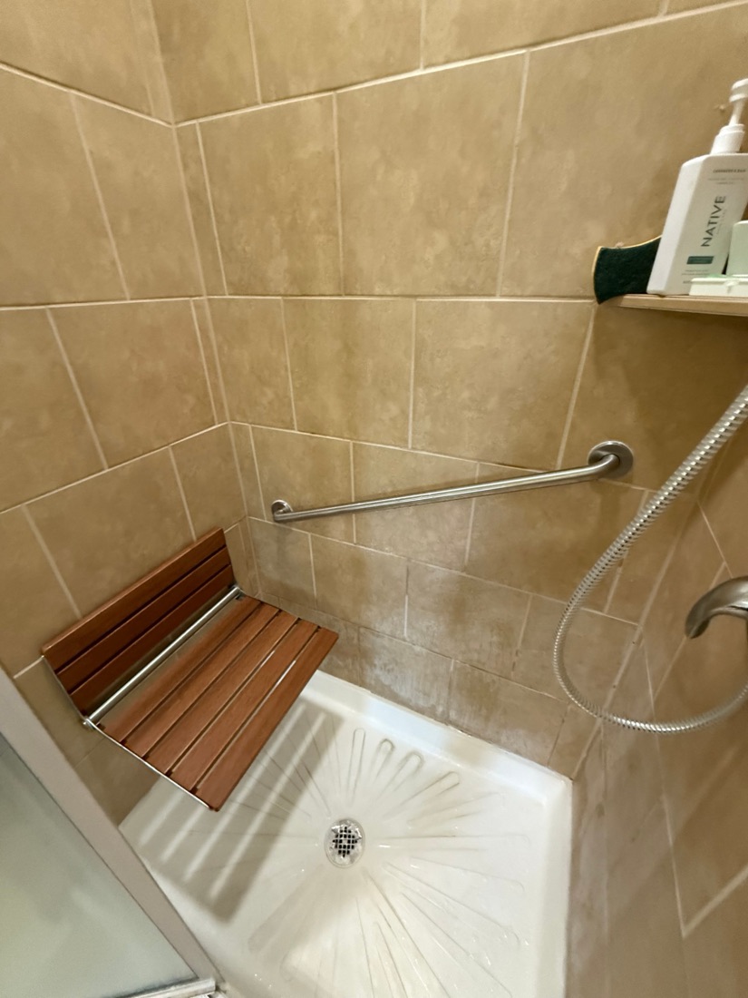 Grab bar and shower seat installation by Young's Quality Contracting